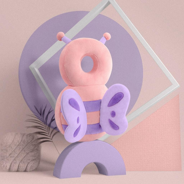 Lichidare Perna tip Rucsac pentru Protectia Capului, Flippy, Tetiera tip Fluturas de Plus, pentru Bebelusi, 33x6x19 cm, Roz [6]