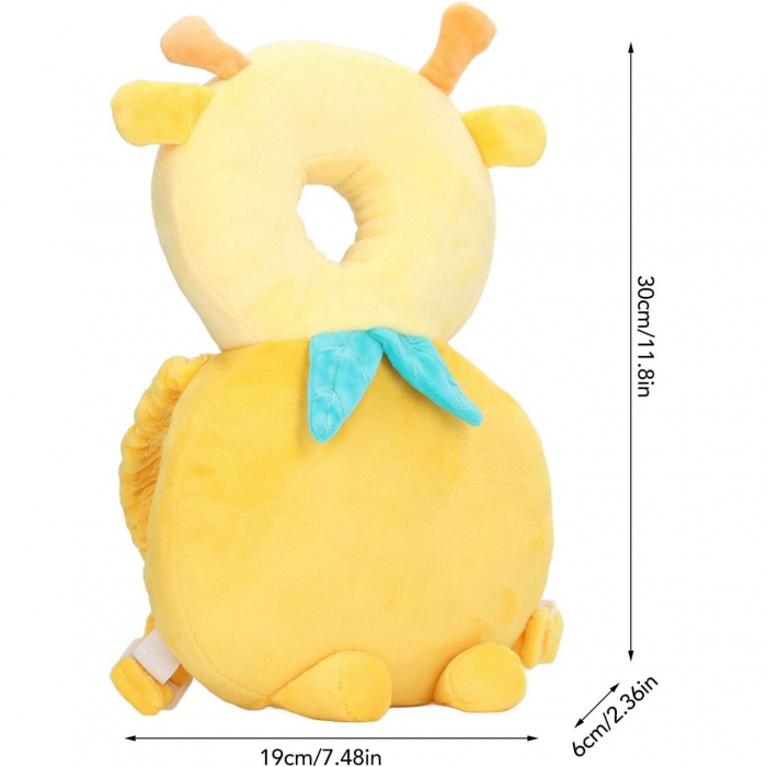 Perna tip Rucsac pentru Protectia Capului, Flippy, Tetiera tip Girafa, pentru Bebelusi, 33x6x19 cm, 180 g, Galben [6]