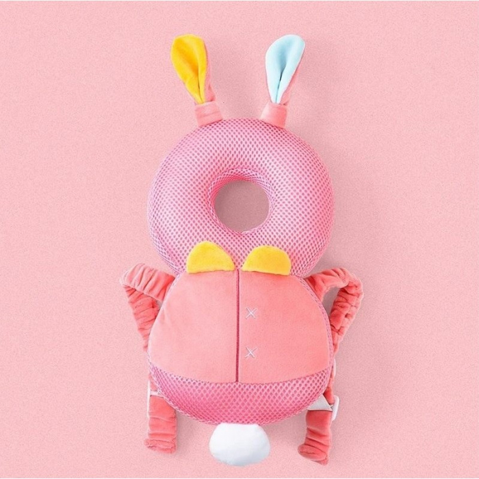 Perna tip Rucsac pentru Protectia Capului, Flippy, Tetiera tip Iepure, pentru Bebelusi, Design tip Plasa, 33x6x19 cm, 180 g, Roz [2]