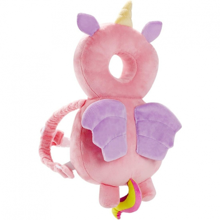 Perna tip Rucsac pentru Protectia Capului, Flippy, Tetiera tip Unicorn, pentru Bebelusi, 33x6x19 cm, 180 g, Roz [4]