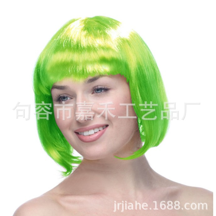 Peruca Cosplay pentru Femei, Stil Colorat, Tunsoare Bob cu Breton, Ideala pentru Carnaval, Halloween si Petreceri, Verde [1]