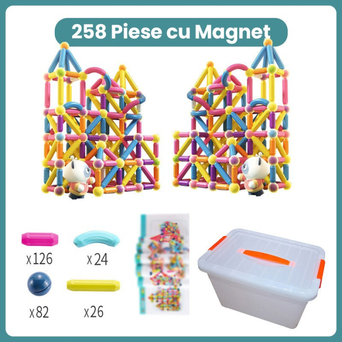 Piese Magnetice pentru Copii, Flippy, Set din 258 de Piese de diferite Culori, Constructor Magnetic cu Posibilitatea de a Construii forme Nelimitate, Multicolor [2]