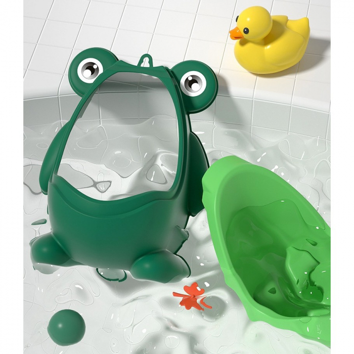 *LICHIDARE STOC* Pisoar pentru Baieti, Flippy, 0-8 Ani, in Forma de Broasca, Perie Inclusa, Montare pe Perete, Carlig Autoadeziv Inclus, 29 x 22.5 cm, Verde [6]