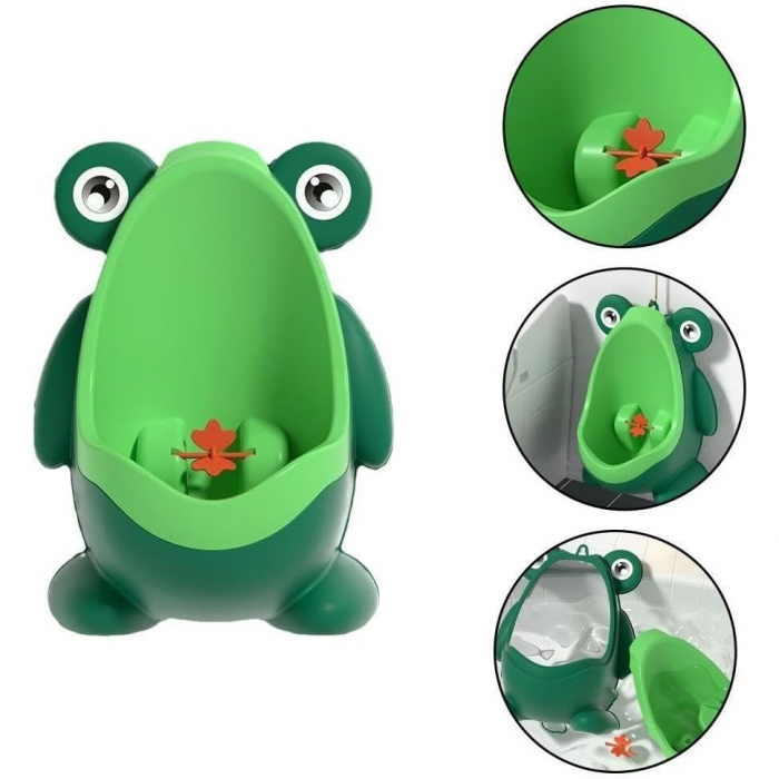 *LICHIDARE STOC* Pisoar pentru Baieti, Flippy, 0-8 Ani, in Forma de Broasca, Perie Inclusa, Montare pe Perete, Carlig Autoadeziv Inclus, 29 x 22.5 cm, Verde [3]