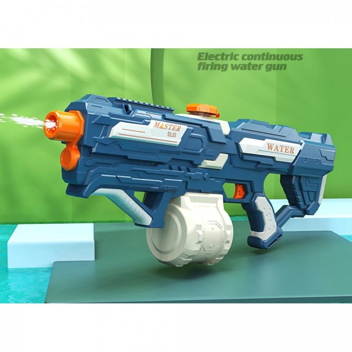 Pistol cu Apa pentru Copii, Rezervor 600ml, Flippy, 14ani+, cu baterie 1500mAh, Electric Burst, Albastru/Alb, 1000ML [2]