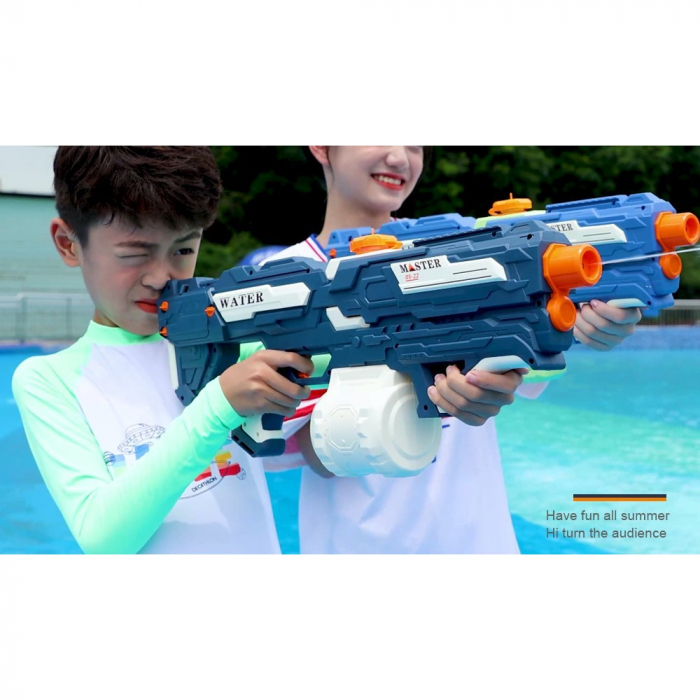 Pistol cu Apa pentru Copii, Rezervor 600ml, Flippy, 14ani+, cu baterie 1500mAh, Electric Burst, Albastru/Alb, 1000ML [4]