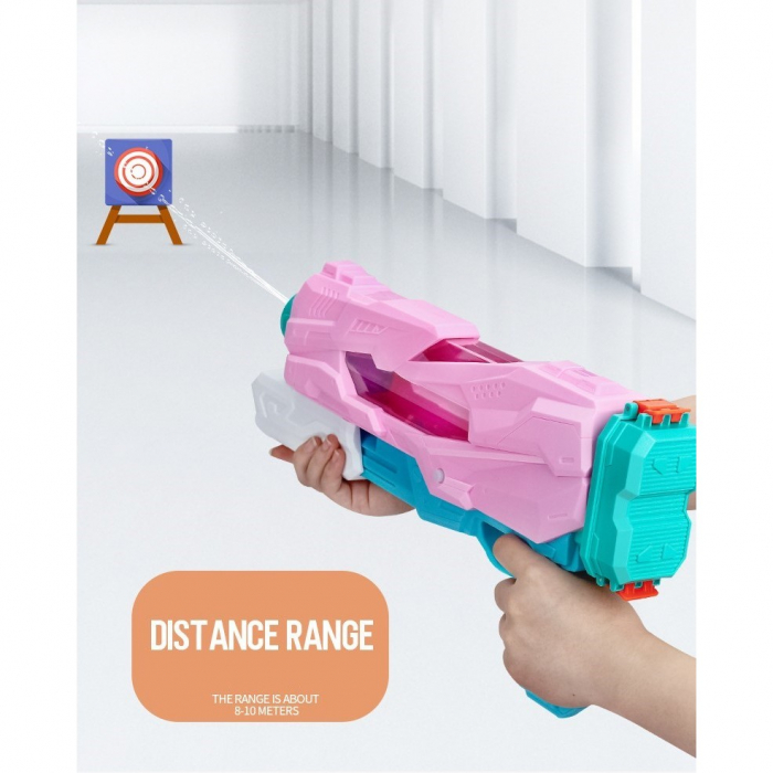 Pistol cu Apa pentru Copii, Rezervor, Pentru Piscina/Plaja, Flippy, 6ani+, 5 duze, Quick Fill, Roz, 800ML [4]