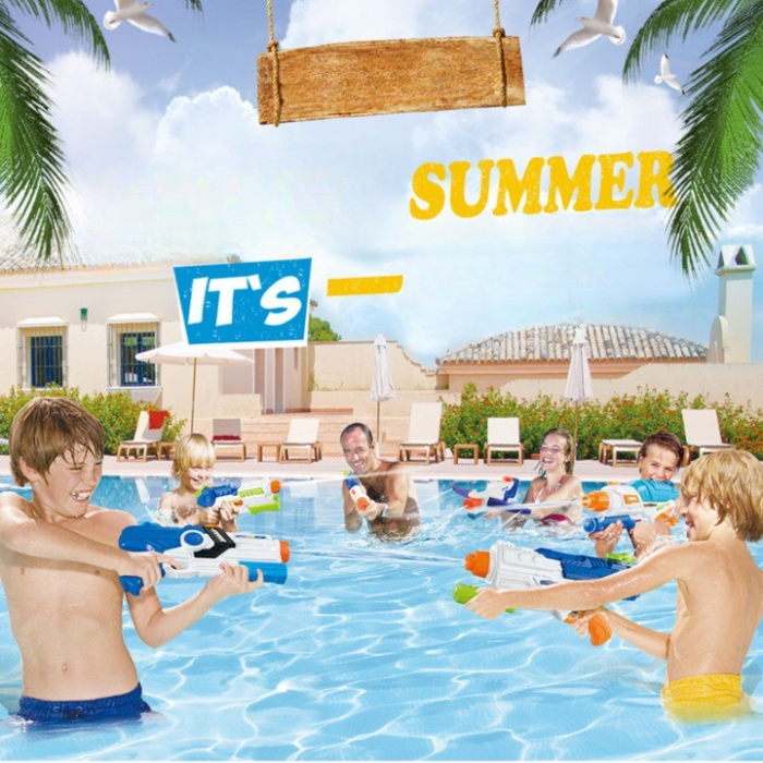 Pistol cu Apa pentru Copii, Rezervor, Pentru Piscina/Plaja, Flippy, 6ani+, Albastru/Multicolor, 2000ML [2]