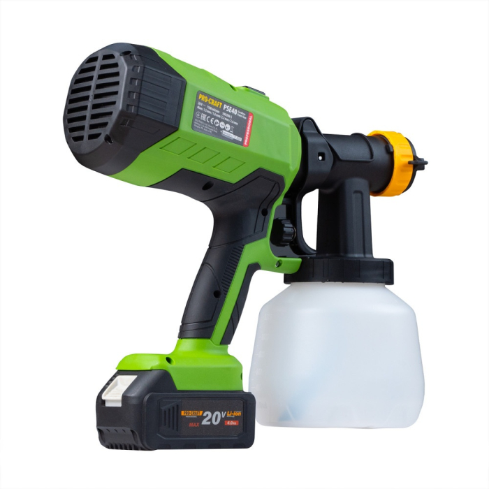 Pistol de vopsit pe acumulator PROCRAFT PSE40, 20 V, Brushless, debit vopsea 750 ml/min, 4 duze [5]