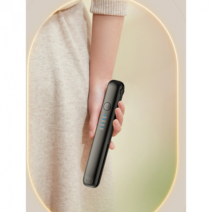 Lichidare Placa de Par fara Fir, Flippy, Adaptor Tip C, Tensiune 5V, Capacitate Baterie 3000 mAh, Indreptat, Ondulat, 4 Trepte de Temperatura, 21.8 x 3.1 x 3.4.1 cm, Negru [5]