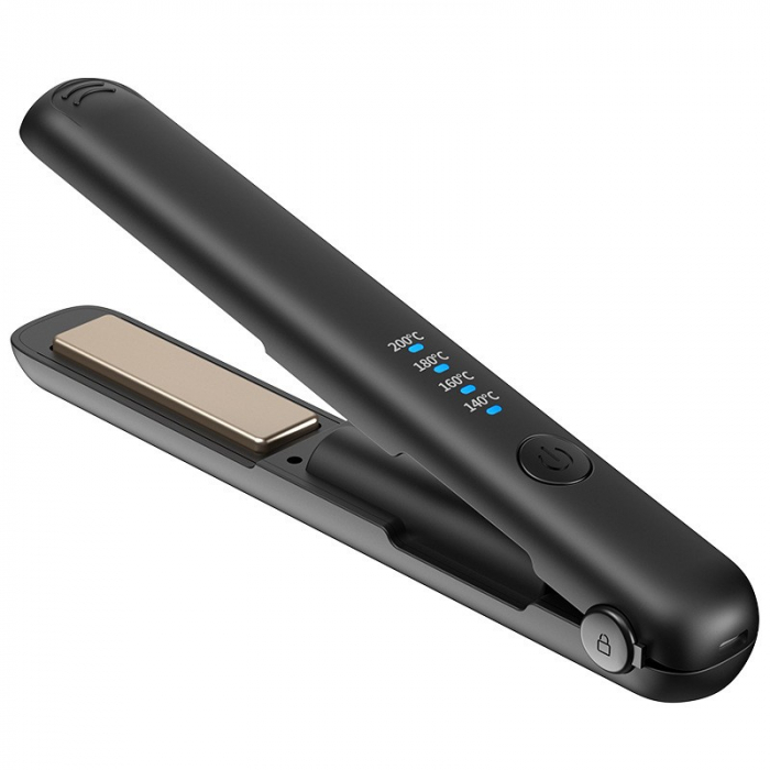Placa de Par fara Fir, Flippy, Adaptor Tip C, Tensiune 5V, Capacitate Baterie 3000 mAh, Indreptat, Ondulat, 4 Trepte de Temperatura, 21.8 x 3.1 x 3.4.1 cm, Negru [11]