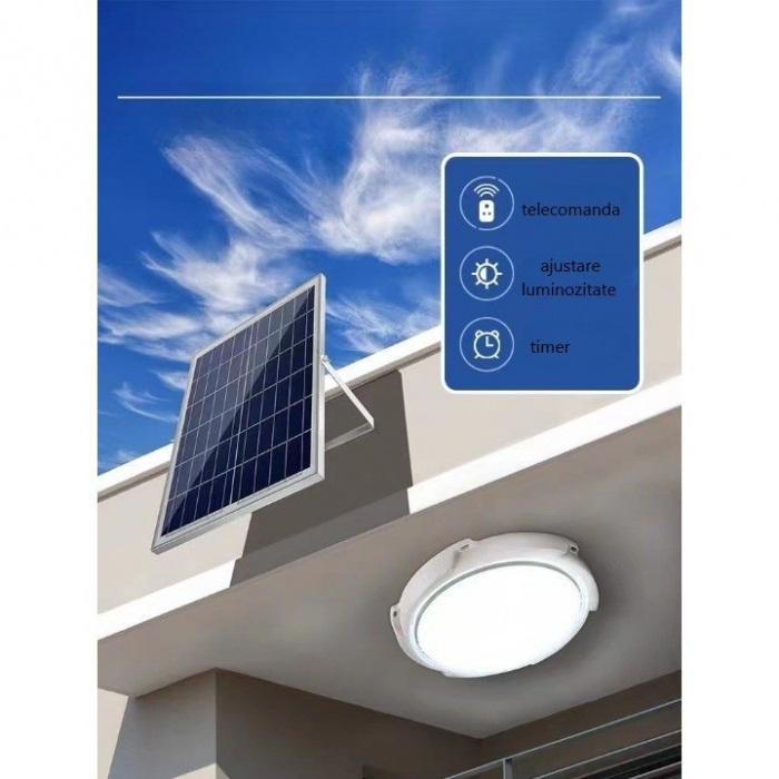 Plafoniera solara Flippy, 500 W, diametru 360 MM, cu telecomanda, 6V/15W, Clasa A, 418 LED-uri, Lungime prelungitor 4.6 m, alb rece [4]