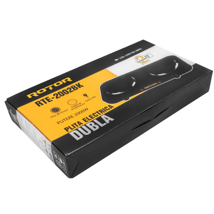 Plita electrica dubla ROTOR RTE-2002BK, 2000W, 2 x o155 mm, temperatura reglabila [6]