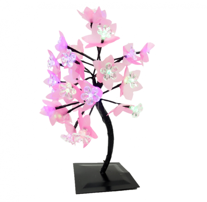 Pomisor decorativ sarbatori, iluminat 20 LED multicolor, 35 cm, roz [1]