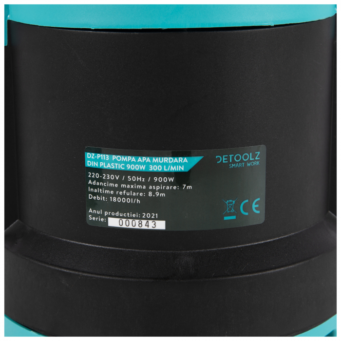 Pompa apa murdara Detoolz din plastic 900W 300l/min, refulare 16 m [3]