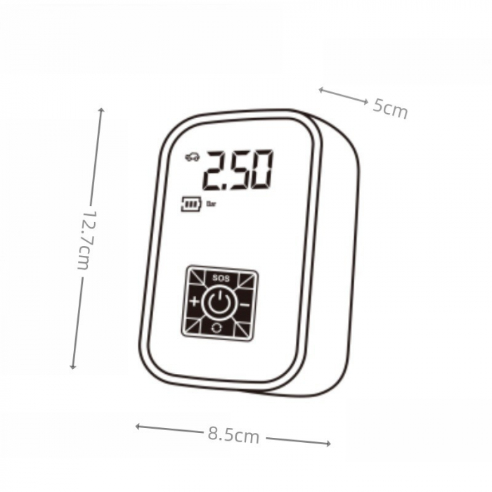 Pompa de Aer Wireless, Flippy, Portabila, 150 PSI, Pentru Anvelope si Mingi, Baterie 2000 mAh, Afisaj Digital, 12.7 x 8.5 cm, Negru [9]