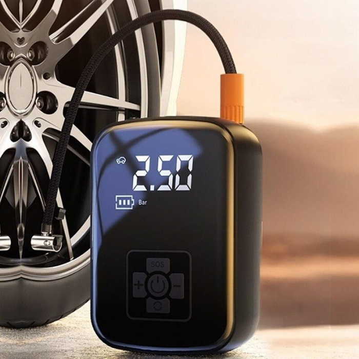 Pompa de Aer Wireless, Flippy, Portabila, 150 PSI, Pentru Anvelope si Mingi, Baterie 2000 mAh, Afisaj Digital, 12.7 x 8.5 cm, Negru [6]