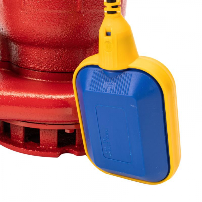 Pompa de apa murdara din fonta, rosie WQD cu plutitor 1.1 Kw, 2800 rpm, 16m 250 l/min + Furtun 20m cu capete [7]