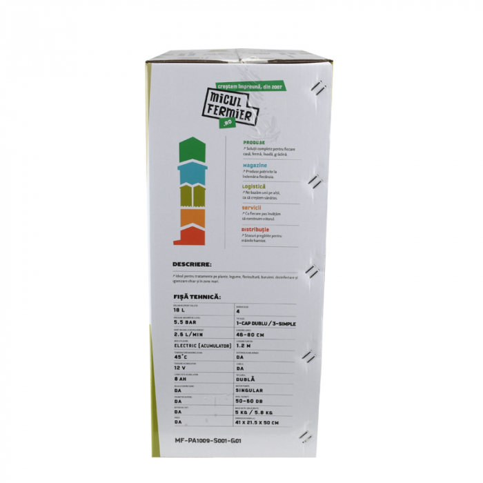 Pompa de stropit cu acumulator Micul Fermier 18 L, 12 V, 5.5 bar [10]