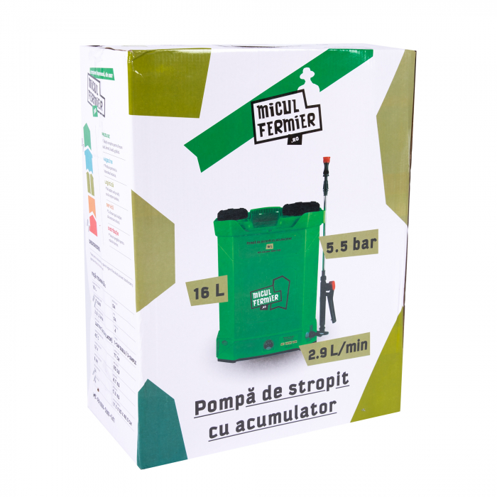 Pompa de stropit cu acumulator Micul Fermier 16 L, 12 V, 5.5 bar, G1 [13]