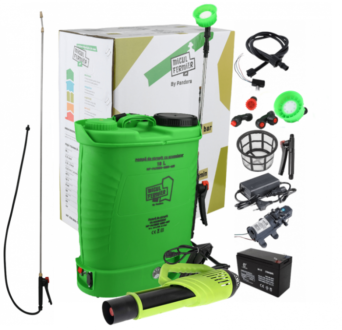 Pompa de stropit cu acumulator Micul Fermier 18 L, 12 V, 2.3 MPA + Atomizor portabil 80 W + Lance extensibila 2.8m [1]