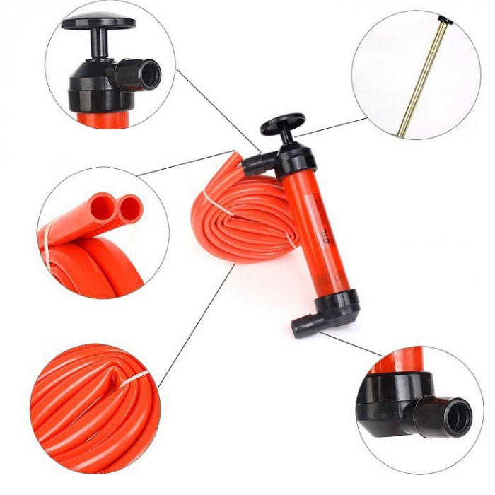 Pompa Manuala pentru Combustibil, Flippy, Pompa pentru Lichide, din Plastic Rezistent, Debit 5L per minut, 23 × 20 × 3 cm, 380 gr, Rosu [4]
