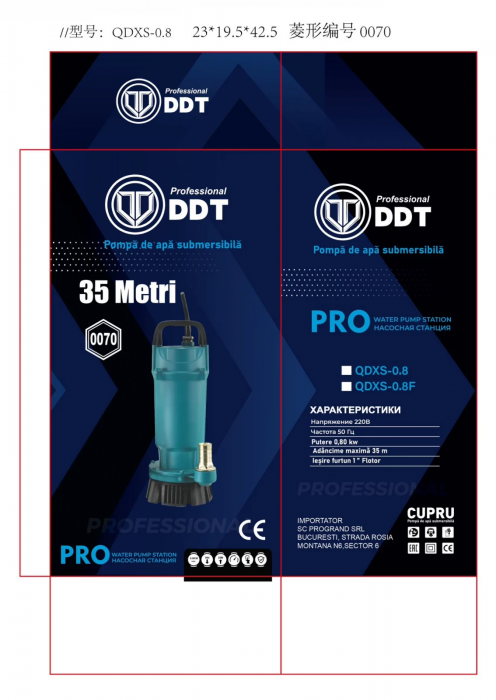 Pompa submersibila apa curata cu plutitor , DDT , QDXS-0,8 , 800 W , 3 m³/h , 2860 Rpm , 35 Metri [5]
