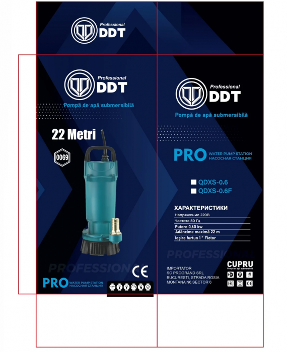 Pompa submersibila apa curata cu plutitor , DDT , QDXS-0,6 , 600 W , 3 m³/h , 2860 Rpm , 22 Metri [5]
