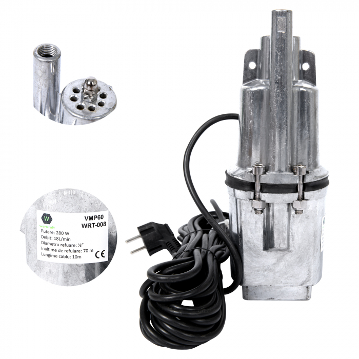 Pompa submersibila pentru apa curata Wertcraft VMP-60, 280 W, 70 m inaltime, 20 L/min + sufa [2]