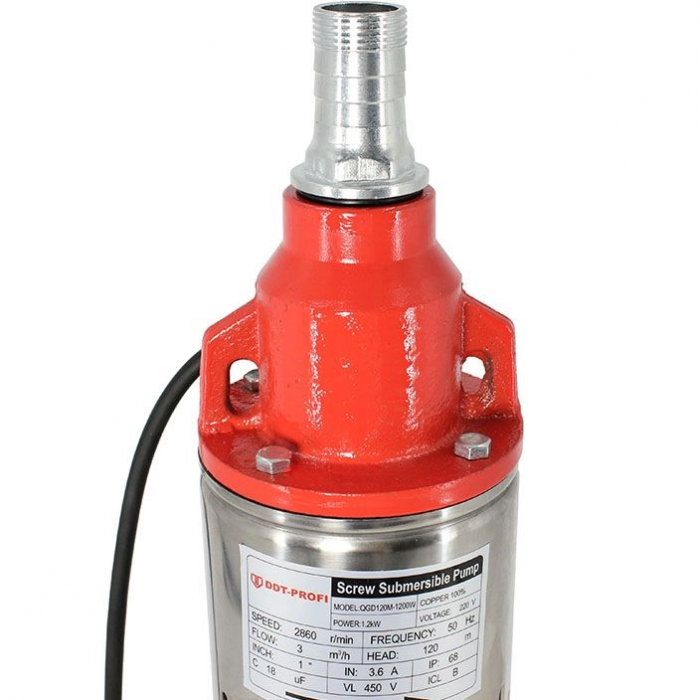 Pompa submersibila, Bobinaj 100% cupru, DDT-PROFI, QGD120-1.2 , 1.2 kW, Inox+Fonta, 3 m³/h, 120 m [4]