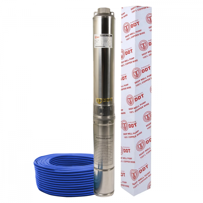 Pompa submersibila de mare adancime 7 turbine DDT, 4SDM3-7, 1500 W, 120 m inaltime, 7 mc/h, 1", 30 m cablu [1]