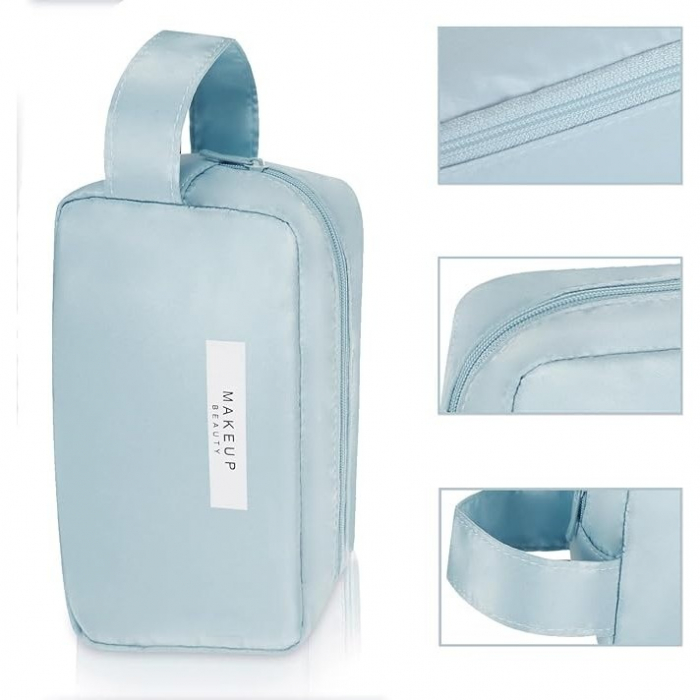 Portfard, Flippy, cu Maner, Material Impermeabil, pentru Cosmetice, 16 x 11 x 7 cm, Albastru [3]