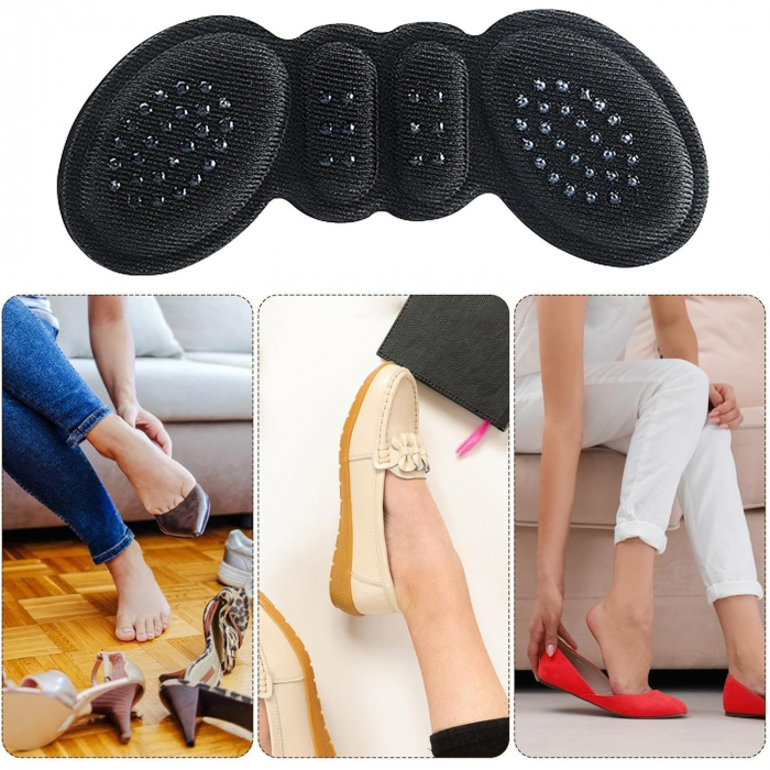 Set 2 Branturi cu Pernute pentru Calcai, Flippy, Suport Interior pentru Incaltaminte, Marime Universala, Aderent pe Piele, Negru [2]