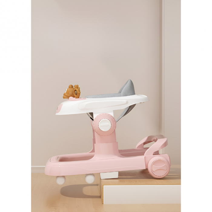 Lichidare Premergator Multifunctional cu Roti Flippy, Model Iepuras, Inaltime Ajustabila, Tavita, Muzica, Lumini, 66x59x41 cm, Roz [7]
