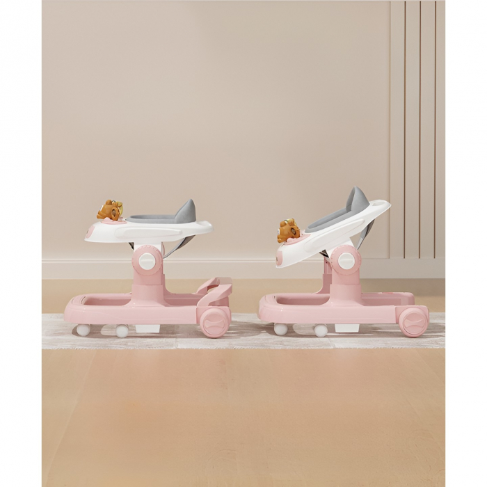 BF-Premergator Multifunctional cu Roti Flippy, Model Iepuras, Inaltime Ajustabila, Tavita, Muzica, Lumini, 66x59x41 cm, Roz [9]