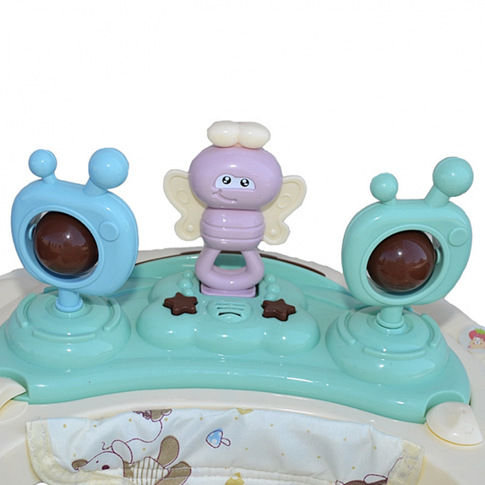 Premergator pentru copii, cu jucarii, zornaitoare, albinuta, verde [2]