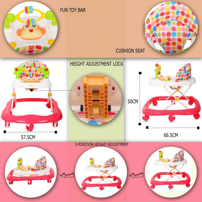 Premergator pliabil pentru copii cu jucarii zornaitoare si lumini, bleu [4]
