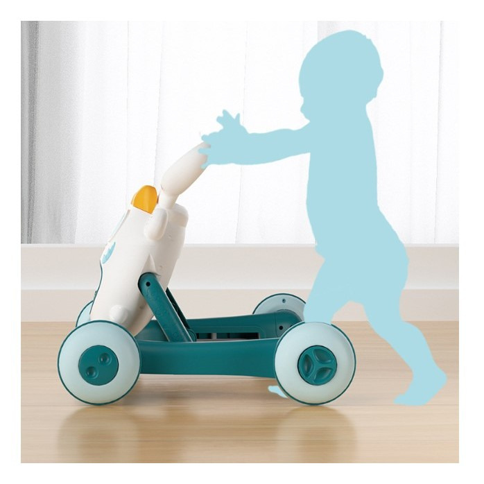 Premergator pentru copii Flippy, pliabil, viteza ajustabila, maner antialunecare, cu lumini si muzica, 46 x 57 cm, loc depozitare jucarii, inaltime ajustabila, albastru [3]