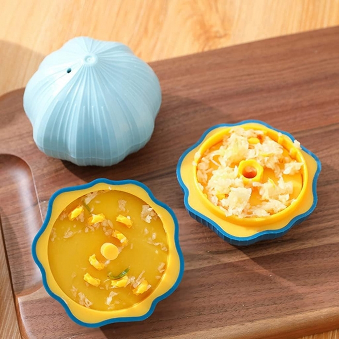 Presa Manuala pentru Usturoi, Flippy, Model Usturoi, 7 x 7.5 cm, din Plastic, Albastru Deschis [3]