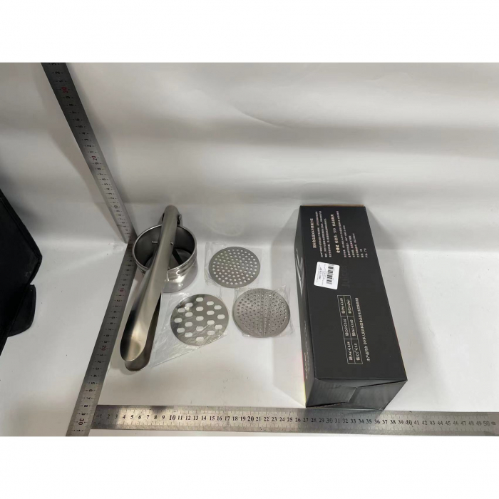 Presa Storcator pentru Fructe si Legume, Flippy, Zdrobitor Manual, Inox, 3 Discuri Interschimbabile, Usor de Stors si de Curatat, Ergonomic, 26.5 x 9.8 x 9.5 cm Argintiu [2]