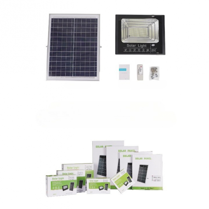 Proiector LED/Lampa solara de exterior Flippy, 15 cm x 20 cm, Rezistent la Apa IP67, cu Panou Solar, 114 LED SMD, 65W, Senzor de lumina, Timer, cu Telecomanda, 2 moduri de iluminat, kit montaj inclus, [3]