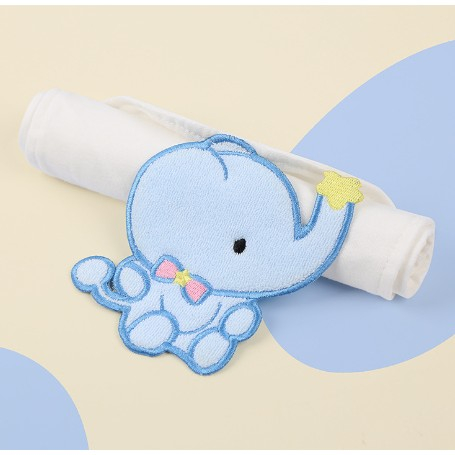 Prosop Absorbant, Flippy, din Bumbac, pentru Bebelusi, 19x28 cm, Model Elefantel, Alb [1]