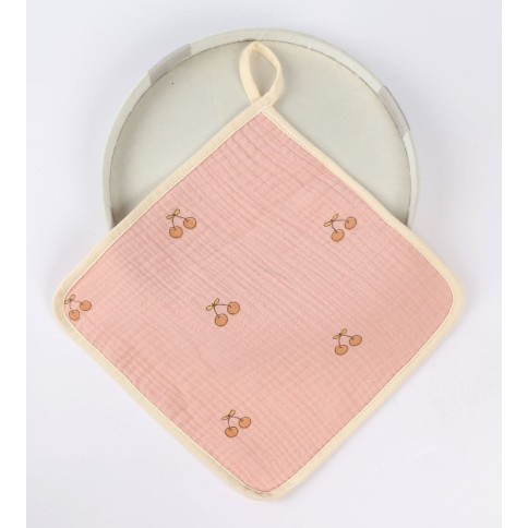 Prosop Absorbant, Flippy, din Bumbac, 25 x 25 cm, Model Cirese, cu Agatatoare, Roz [1]