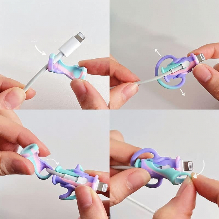 Protectie cablu USB, din silicon, model 2, multicolor [2]