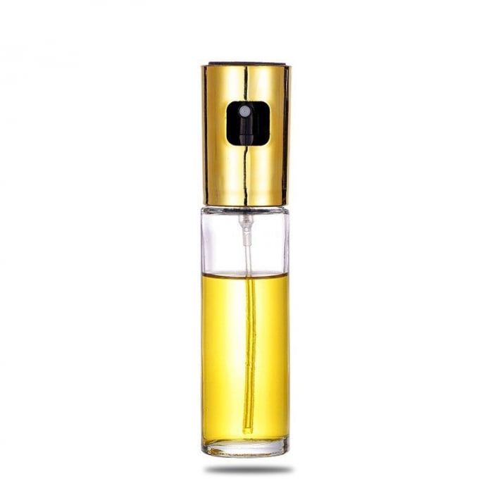 Pulverizator Ulei, Otet, Flippy, din Sticla, 100 ml, Reincarcabil, 18.3 x 4.3 cm, Capac Lucios, Auriu [1]