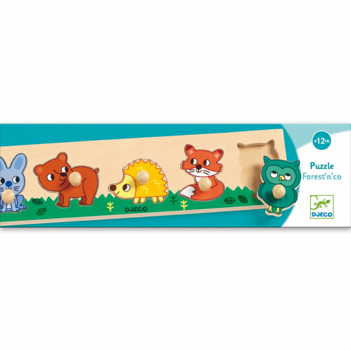 Puzzle cu buton Padure, Djeco [2]