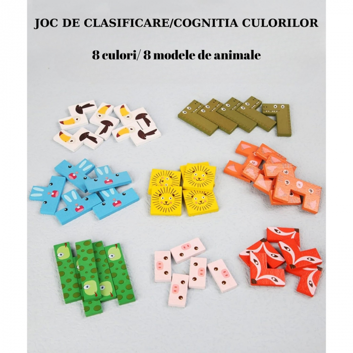 Puzzle din Lemn Flippy, Tip Tetris, +4 Ani, cu Animale Colorate 3D, 40 Piese, Multicolor [4]