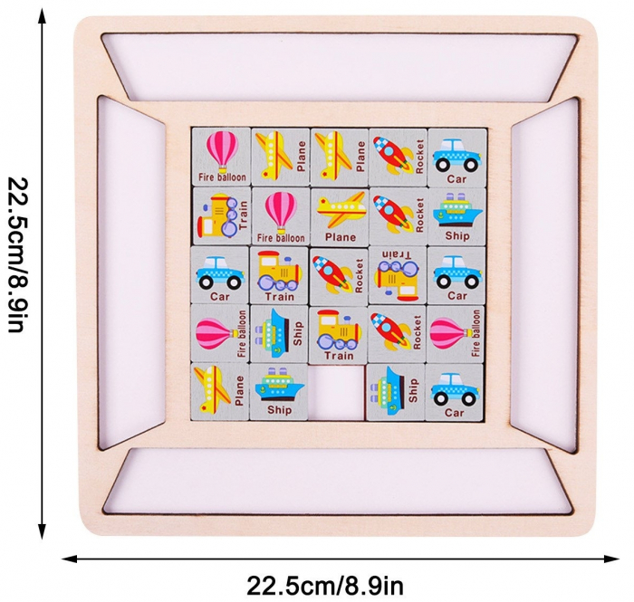 Puzzle din lemn sorteaza perechile cu mijloace de transport [2]