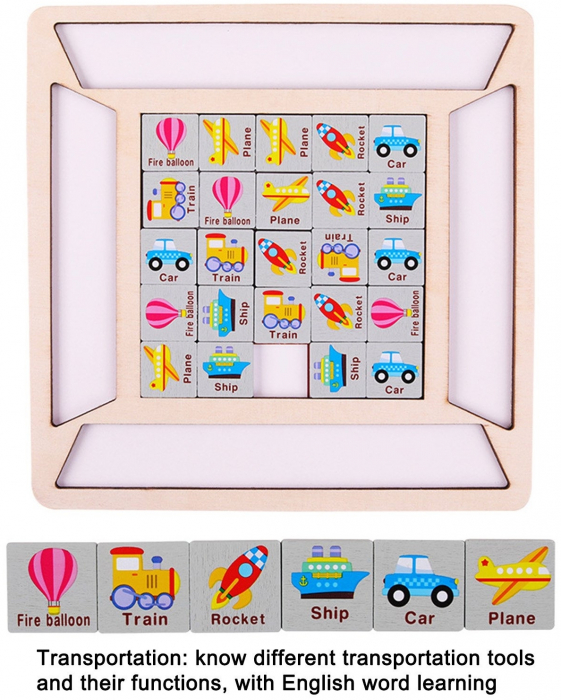 Puzzle din lemn sorteaza perechile cu mijloace de transport [3]