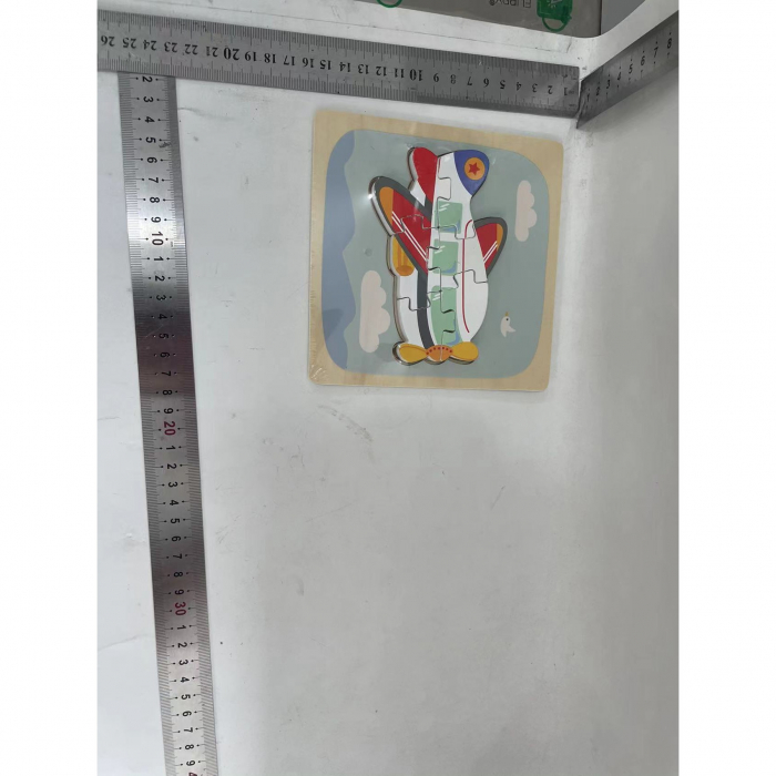 Puzzle Montessori din Lemn pentru Copii, Flippy, 3D, 0-3 Ani, Model Avion, Educativ, Intuitiv, Creativ, 6 Piese, 15x15x0.5 cm, Multicolor [2]